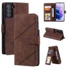 For Samsung Galaxy S21+ 5G Skin Feel Business Horizontal Flip PU Leather Case with Holder & Multi-Card Slots & Wallet & Lanyard & Photo Frame(Brown) - 1