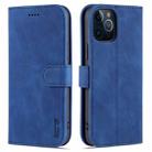 For iPhone 12 Pro AZNS Skin Feel Calf Texture Horizontal Flip Leather Case with Card Slots & Holder & Wallet(Blue) - 1