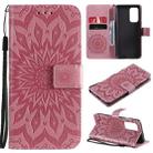 For OnePlus 9 Sun Embossing Pattern Horizontal Flip Leather Case with Card Slot & Holder & Wallet & Lanyard(Pink) - 1