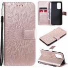 For OnePlus 9 Sun Embossing Pattern Horizontal Flip Leather Case with Card Slot & Holder & Wallet & Lanyard(Rose Gold) - 1