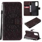 For OnePlus 9 Sun Embossing Pattern Horizontal Flip Leather Case with Card Slot & Holder & Wallet & Lanyard(Brown) - 1