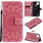 For OPPO Realme C20 / C21 Sun Embossing Pattern Horizontal Flip Leather Case with Card Slot & Holder & Wallet & Lanyard(Pink) - 1