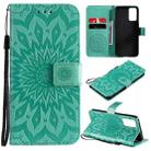 For OPPO Reno6 5G Sun Embossing Pattern Horizontal Flip Leather Case with Card Slot & Holder & Wallet & Lanyard(Green) - 1