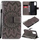 For OPPO Reno6 5G Sun Embossing Pattern Horizontal Flip Leather Case with Card Slot & Holder & Wallet & Lanyard(Grey) - 1