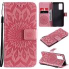 For OPPO Reno6 Pro 5G Sun Embossing Pattern Horizontal Flip Leather Case with Card Slot & Holder & Wallet & Lanyard(Pink) - 1