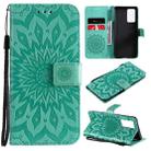 For OPPO Reno6 Pro 5G Sun Embossing Pattern Horizontal Flip Leather Case with Card Slot & Holder & Wallet & Lanyard(Green) - 1
