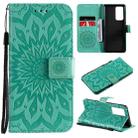 For OPPO Reno6 Pro+ 5G Sun Embossing Pattern Horizontal Flip Leather Case with Card Slot & Holder & Wallet & Lanyard(Green) - 1