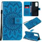 For OPPO Reno6 Pro+ 5G Sun Embossing Pattern Horizontal Flip Leather Case with Card Slot & Holder & Wallet & Lanyard(Blue) - 1