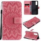 For vivo Y72 5G / iQOO Z3 Sun Embossing Pattern Horizontal Flip Leather Case with Card Slot & Holder & Wallet & Lanyard(Pink) - 1