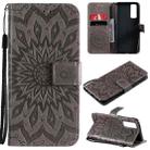 For vivo Y72 5G / iQOO Z3 Sun Embossing Pattern Horizontal Flip Leather Case with Card Slot & Holder & Wallet & Lanyard(Grey) - 1