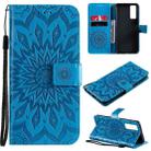 For vivo Y72 5G / iQOO Z3 Sun Embossing Pattern Horizontal Flip Leather Case with Card Slot & Holder & Wallet & Lanyard(Blue) - 1