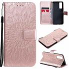 For vivo Y72 5G / iQOO Z3 Sun Embossing Pattern Horizontal Flip Leather Case with Card Slot & Holder & Wallet & Lanyard(Rose Gold) - 1