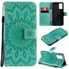 For vivo V21 Sun Embossing Pattern Horizontal Flip Leather Case with Card Slot & Holder & Wallet & Lanyard(Green) - 1