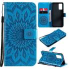 For vivo V21 Sun Embossing Pattern Horizontal Flip Leather Case with Card Slot & Holder & Wallet & Lanyard(Blue) - 1