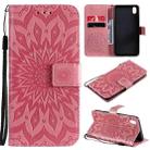 For vivo Y1s / Y90 / Y91C Sun Embossing Pattern Horizontal Flip Leather Case with Card Slot & Holder & Wallet & Lanyard(Pink) - 1