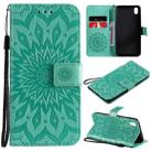 For vivo Y1s / Y90 / Y91C Sun Embossing Pattern Horizontal Flip Leather Case with Card Slot & Holder & Wallet & Lanyard(Green) - 1