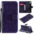 For vivo Y1s / Y90 / Y91C Sun Embossing Pattern Horizontal Flip Leather Case with Card Slot & Holder & Wallet & Lanyard(Purple) - 1