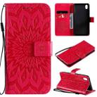 For vivo Y1s / Y90 / Y91C Sun Embossing Pattern Horizontal Flip Leather Case with Card Slot & Holder & Wallet & Lanyard(Red) - 1