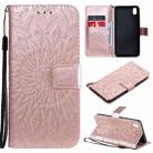 For vivo Y1s / Y90 / Y91C Sun Embossing Pattern Horizontal Flip Leather Case with Card Slot & Holder & Wallet & Lanyard(Rose Gold) - 1