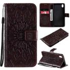 For vivo Y1s / Y90 / Y91C Sun Embossing Pattern Horizontal Flip Leather Case with Card Slot & Holder & Wallet & Lanyard(Brown) - 1