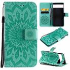 For Google Pixel 6 Pro Sun Embossing Pattern Horizontal Flip Leather Case with Card Slot & Holder & Wallet & Lanyard(Green) - 1