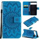 For Google Pixel 6 Pro Sun Embossing Pattern Horizontal Flip Leather Case with Card Slot & Holder & Wallet & Lanyard(Blue) - 1