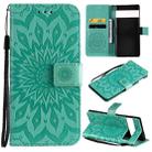 For Google Pixel 6 Sun Embossing Pattern Horizontal Flip Leather Case with Card Slot & Holder & Wallet & Lanyard(Green) - 1