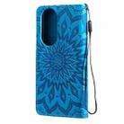For Huawei P50 Sun Embossing Pattern Horizontal Flip Leather Case with Card Slot & Holder & Wallet & Lanyard(Blue) - 3