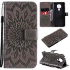 For Nokia 5.3 Sun Embossing Pattern Horizontal Flip Leather Case with Card Slot & Holder & Wallet & Lanyard(Grey) - 1