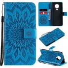 For Nokia 5.3 Sun Embossing Pattern Horizontal Flip Leather Case with Card Slot & Holder & Wallet & Lanyard(Blue) - 1