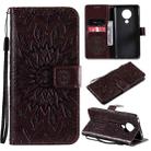 For Nokia 5.3 Sun Embossing Pattern Horizontal Flip Leather Case with Card Slot & Holder & Wallet & Lanyard(Brown) - 1