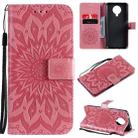 For Nokia 6.3 / G20 / G10 Sun Embossing Pattern Horizontal Flip Leather Case with Card Slot & Holder & Wallet & Lanyard(Pink) - 1