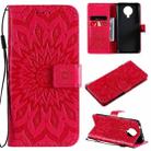 For Nokia 6.3 / G20 / G10 Sun Embossing Pattern Horizontal Flip Leather Case with Card Slot & Holder & Wallet & Lanyard(Red) - 1