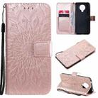 For Nokia 6.3 / G20 / G10 Sun Embossing Pattern Horizontal Flip Leather Case with Card Slot & Holder & Wallet & Lanyard(Rose Gold) - 1