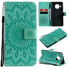 For Nokia X20 / X10 Sun Embossing Pattern Horizontal Flip Leather Case with Card Slot & Holder & Wallet & Lanyard(Green) - 1