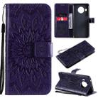 For Nokia X20 / X10 Sun Embossing Pattern Horizontal Flip Leather Case with Card Slot & Holder & Wallet & Lanyard(Purple) - 1