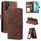 For Huawei P30 Pro Skin Feel Business Horizontal Flip PU Leather Case with Holder & Multi-Card Slots & Wallet & Lanyard & Photo Frame(Brown) - 1