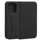 For iPhone 13 Pro Strong Magnetism Shockproof Horizontal Flip Liquid Feel Leather Case with Holder & Card Slots & Wallet (Black) - 1