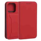 For iPhone 13 Pro Strong Magnetism Shockproof Horizontal Flip Liquid Feel Leather Case with Holder & Card Slots & Wallet (Red) - 1