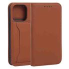 For iPhone 13 Pro Strong Magnetism Shockproof Horizontal Flip Liquid Feel Leather Case with Holder & Card Slots & Wallet (Brown) - 1