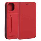 For iPhone 13 Strong Magnetism Shockproof Horizontal Flip Liquid Feel Leather Case with Holder & Card Slots & Wallet(Red) - 1