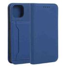 For iPhone 13 Strong Magnetism Shockproof Horizontal Flip Liquid Feel Leather Case with Holder & Card Slots & Wallet(Blue) - 1