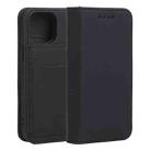 For iPhone 13 Strong Magnetism Shockproof Horizontal Flip Liquid Feel Leather Case with Holder & Card Slots & Wallet mini(Black) - 1