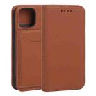 For iPhone 13 Strong Magnetism Shockproof Horizontal Flip Liquid Feel Leather Case with Holder & Card Slots & Wallet mini(Brown) - 1