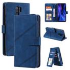 For Xiaomi Redmi 9 Skin Feel Business Horizontal Flip PU Leather Case with Holder & Multi-Card Slots & Wallet & Lanyard & Photo Frame(Blue) - 1