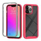 For iPhone 13 Pro Max Starry Sky Solid Color Series Shockproof PC + TPU Protective Case (Light Red) - 1