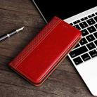 For Samsung Galaxy A41 Grid Texture Magnetic PU + TPU Horizontal Flip Leather Case with Holder & Card Slot(Red) - 1