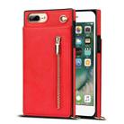 Cross-body Zipper Square TPU+PU Back Cover Case with Holder & Card Slots & Wallet & Strap For iPhone 8 Plus / 7 Plus(Red) - 2