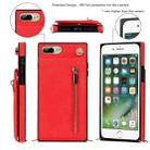 Cross-body Zipper Square TPU+PU Back Cover Case with Holder & Card Slots & Wallet & Strap For iPhone 8 Plus / 7 Plus(Red) - 3