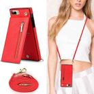 Cross-body Zipper Square TPU+PU Back Cover Case with Holder & Card Slots & Wallet & Strap For iPhone 8 Plus / 7 Plus(Red) - 5